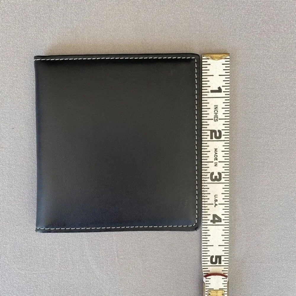 Banana Republic Genuine Leather Bifold Double Photo Holder 2.5 x 3 Black